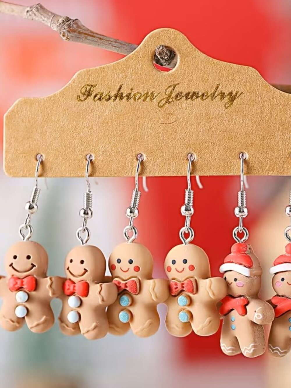 3 Pairs of Christmas Gingerbread Pendant Earrings Z150